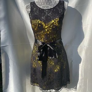 Black/Neon yellow formal dress